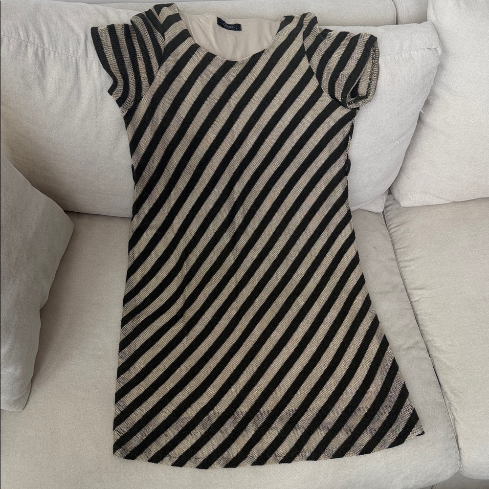 Striped Short-Sleeve Maternity Knit Dress